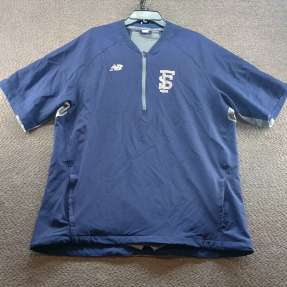 New Balance Team Issue Baseball Batting Jacket Blue Quarter Zip Men XL
